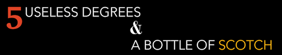 Logo Design by designertrista for 5 Useless Degrees & A Bottle of Scotch | Design #3270022