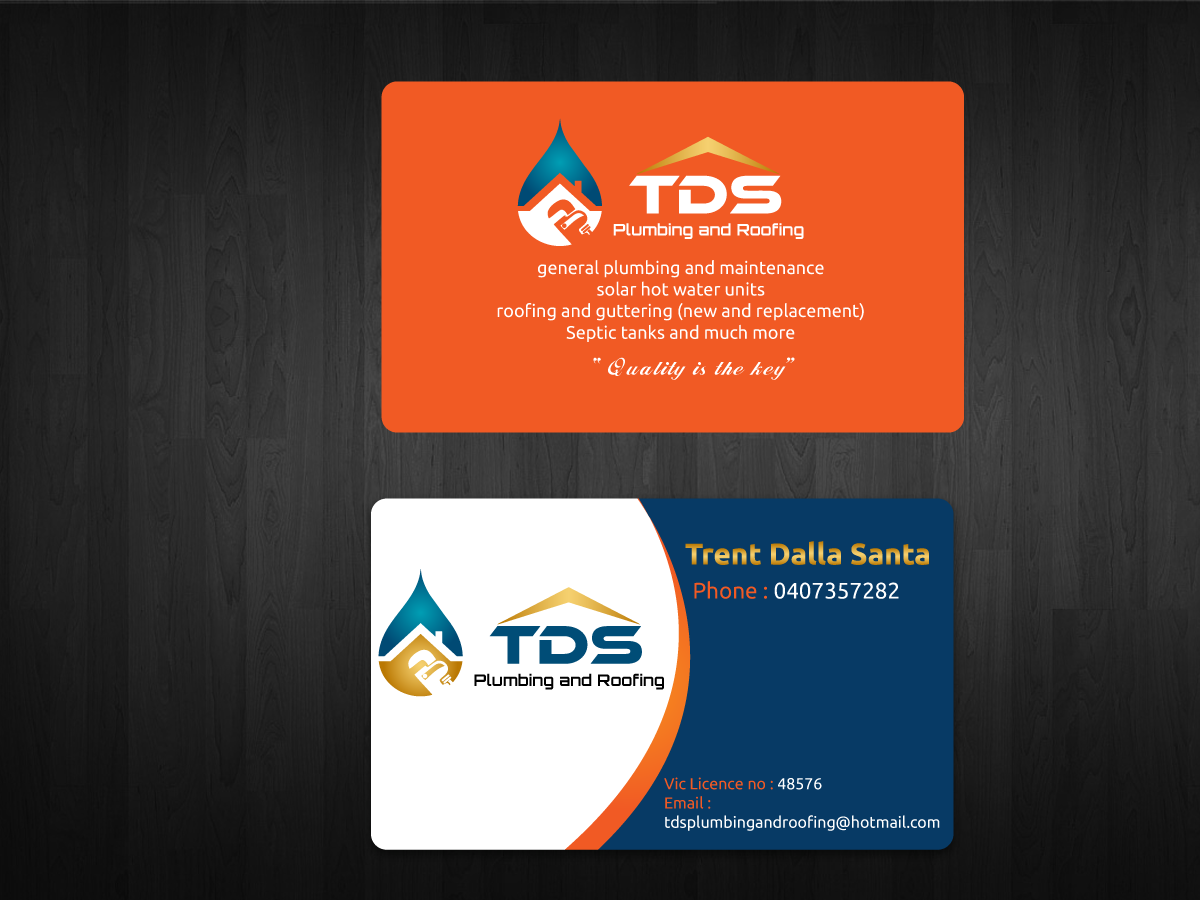 Diseño de Tarjeta de Presentación por Anyl Thapa para TDS Plumbing and Roofing | Diseño #3296387