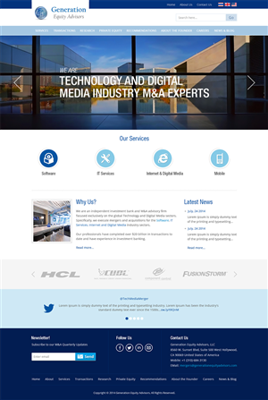 Web Design par Mayank Patel pour Generation Equity Advisors | Design : #3259819