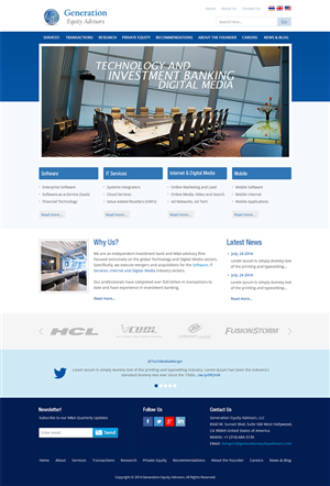 Web Design par Mayank Patel pour Generation Equity Advisors | Design : #3259854