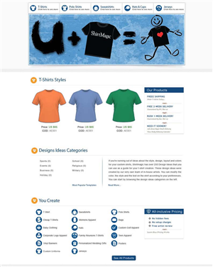 Custom T Shirt Site Needs New Graphics for Homepage.