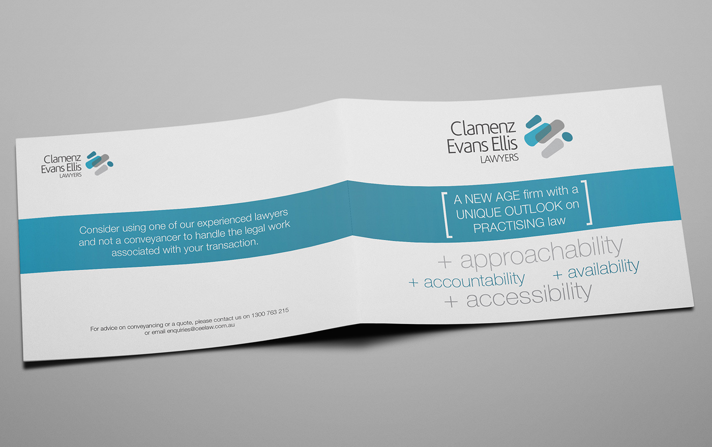 Design de Brochure par ceramicristi pour Clamenz Evans Ellis Lawyers | Design #3260933