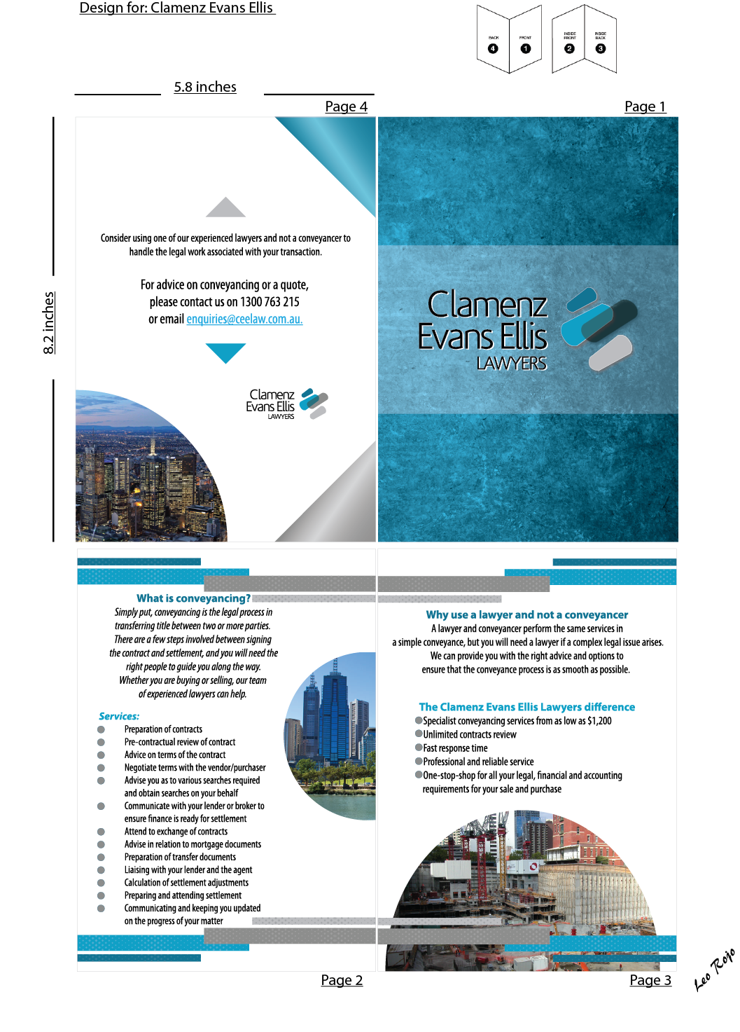 Design de Brochure par lionx pour Clamenz Evans Ellis Lawyers | Design #3226435