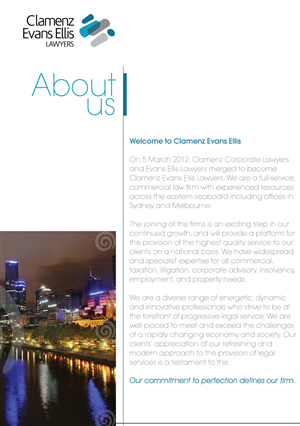 Brochure Design by Impressive Solutions for Clamenz Evans Ellis Lawyers | Design: #3263246