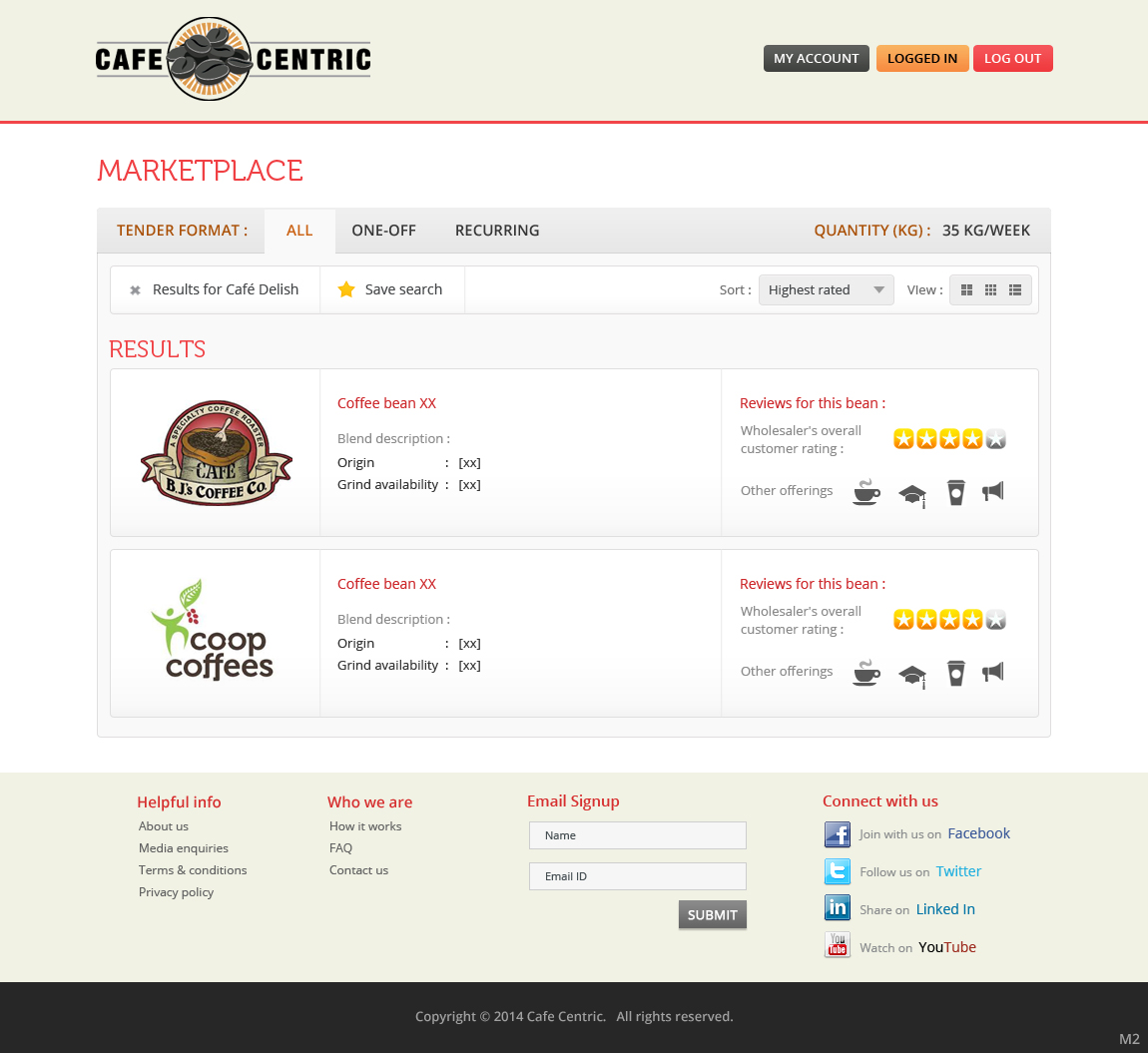 Web Design by pb for Cafe Centric | Design #3255232