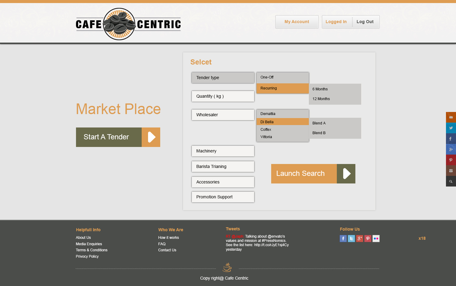 Diseño Web por pb para Cafe Centric | Diseño #3255241