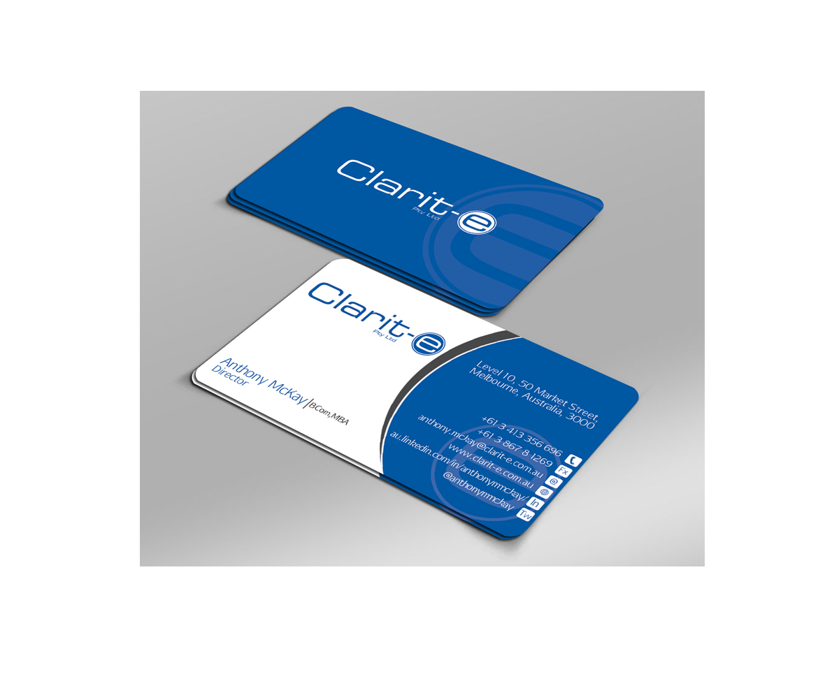 Visitenkarten-Design von Harshan für Clarit-e Pty Ltd | Design #3241089