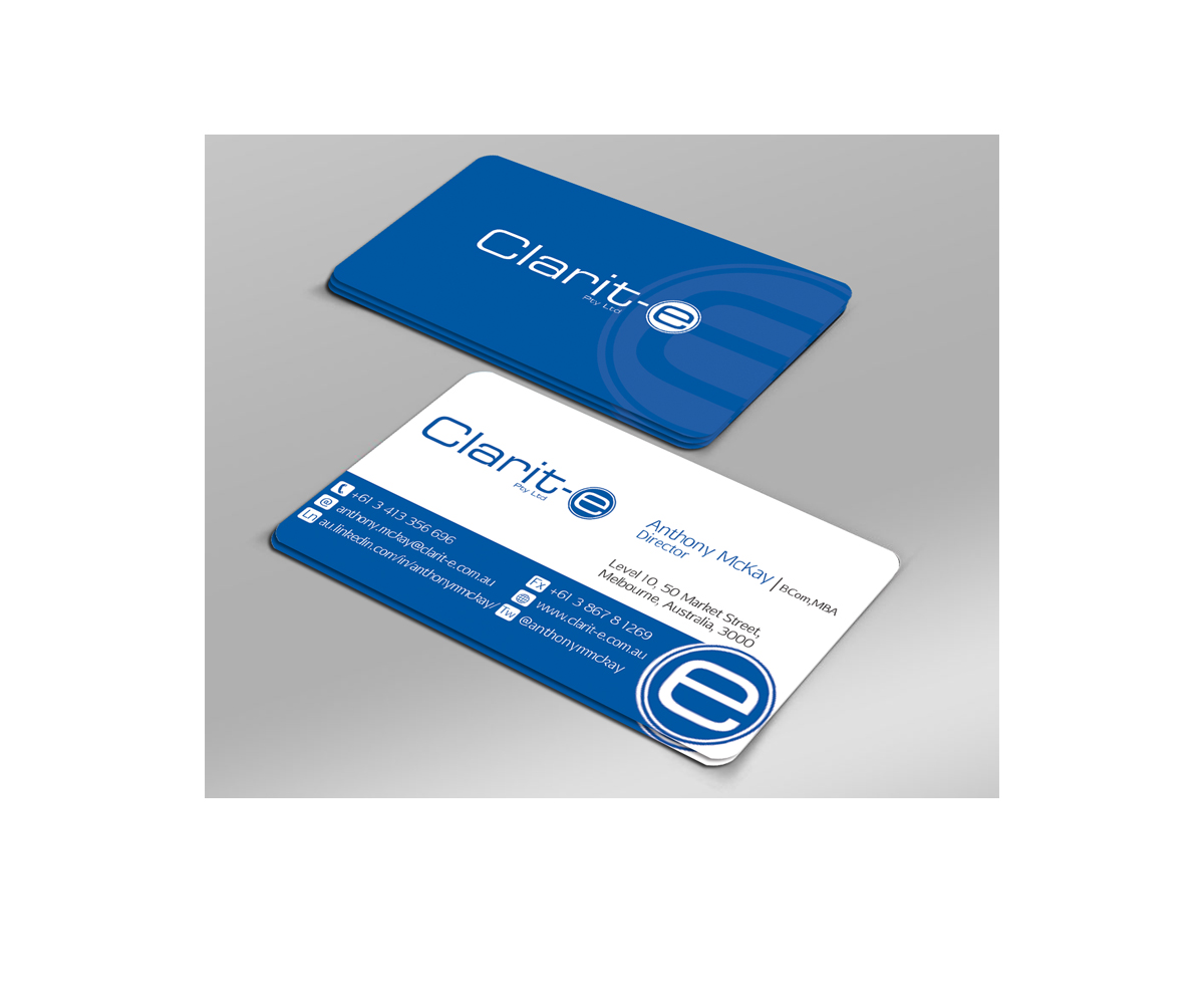Visitenkarten-Design von Harshan für Clarit-e Pty Ltd | Design #3243342