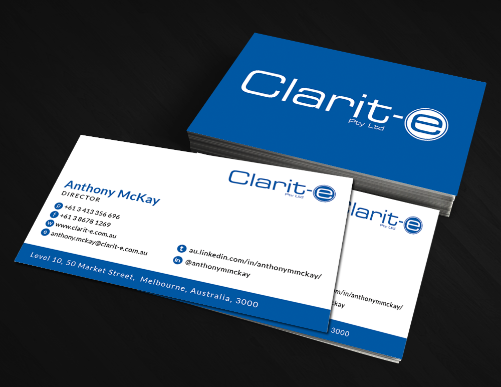 Visitenkarten-Design von  Artman für Clarit-e Pty Ltd | Design #3248528