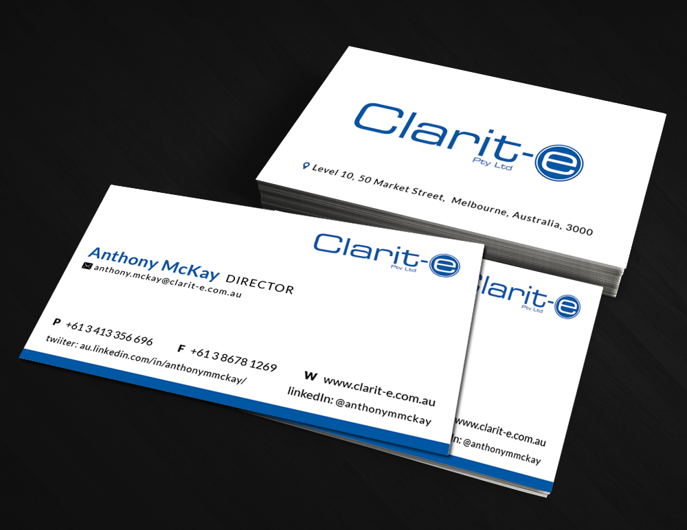 Business Card Design by  Artman for Clarit-e Pty Ltd | Design #3248530