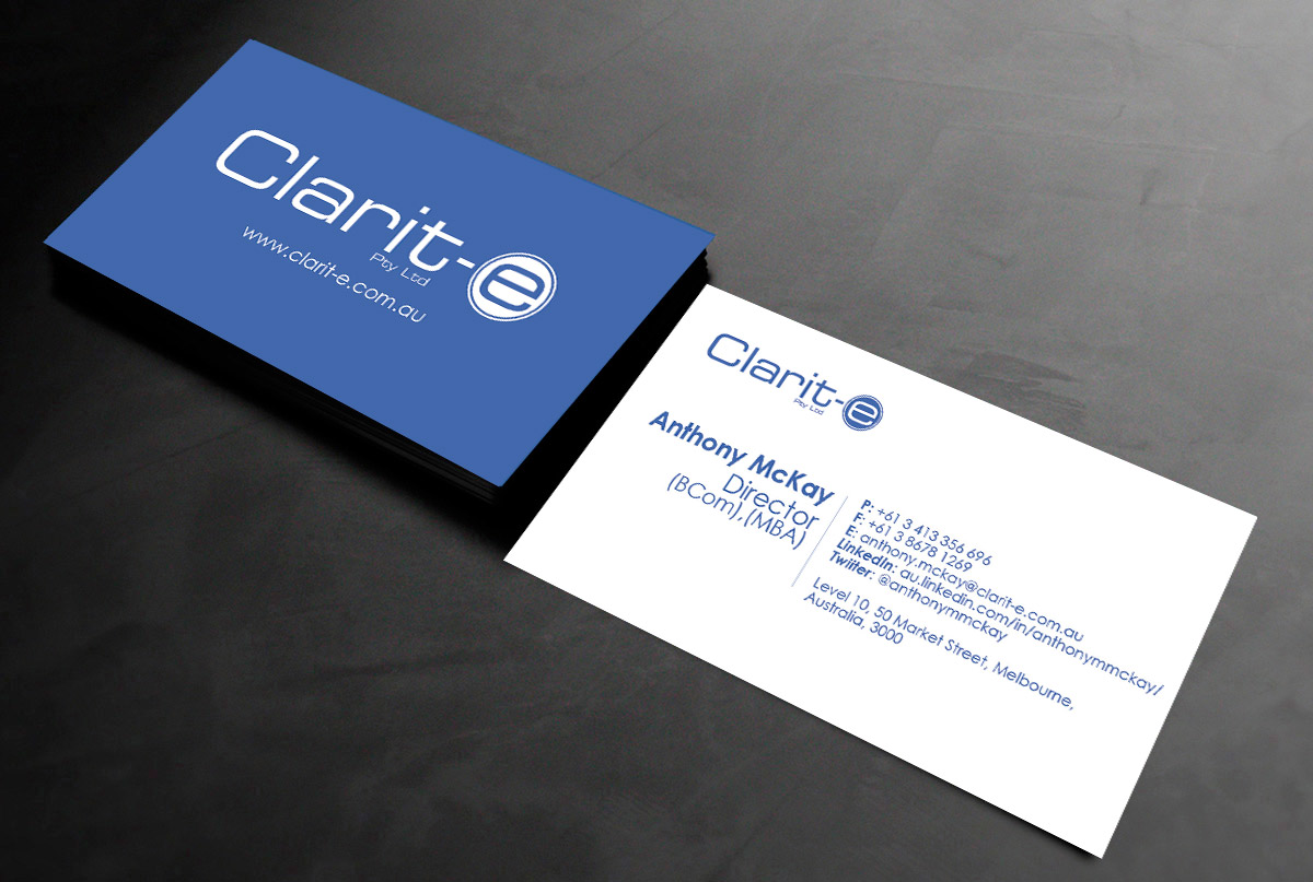 Visitenkarten-Design von JulySprite für Clarit-e Pty Ltd | Design #3240542