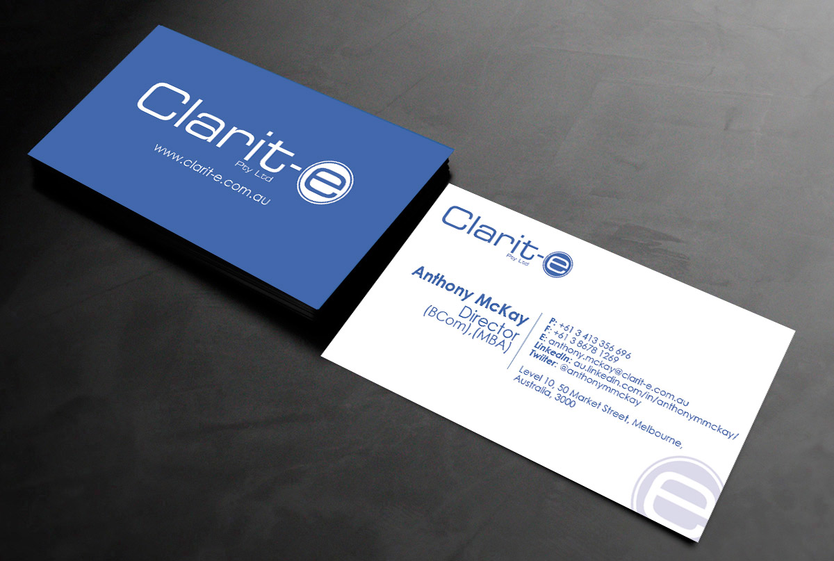 Business Card Design by JulySprite for Clarit-e Pty Ltd | Design #3240544