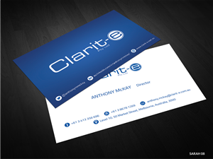 Business Card Design by Sarah Haroon for Clarit-e Pty Ltd | Design: #3268810