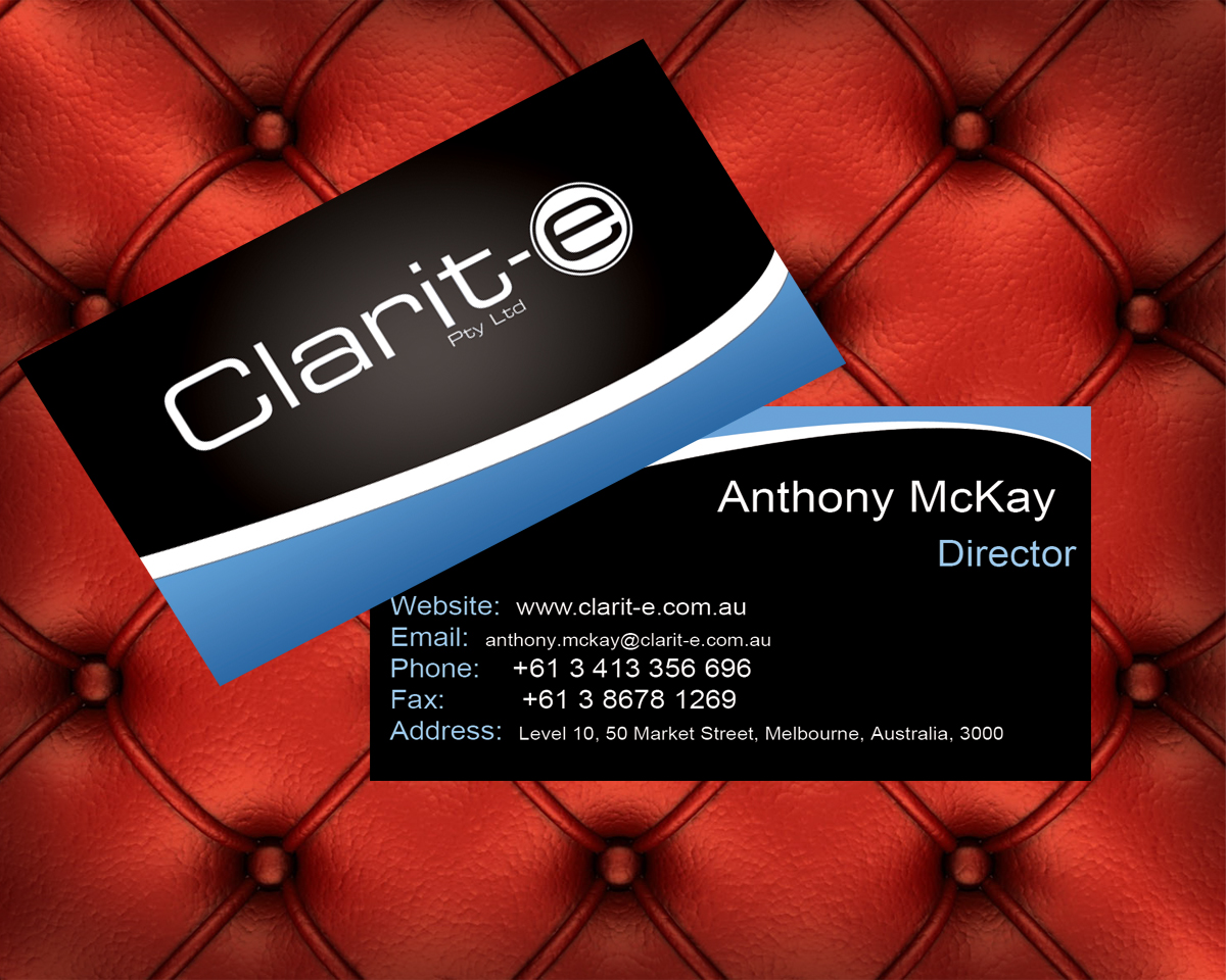 Business Card Design by Gentleman for Clarit-e Pty Ltd | Design #3228819