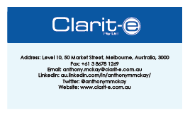 Business Card Design by akshay.kak for Clarit-e Pty Ltd | Design: #3233691
