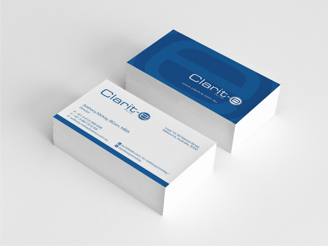 Business Card Design by Atvento Graphics for Clarit-e Pty Ltd | Design #3240261