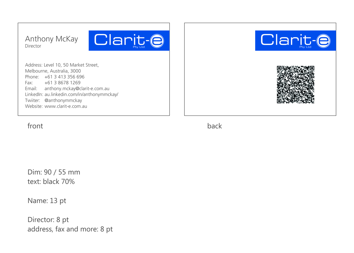 Business Card Design by florin for Clarit-e Pty Ltd | Design #3228873