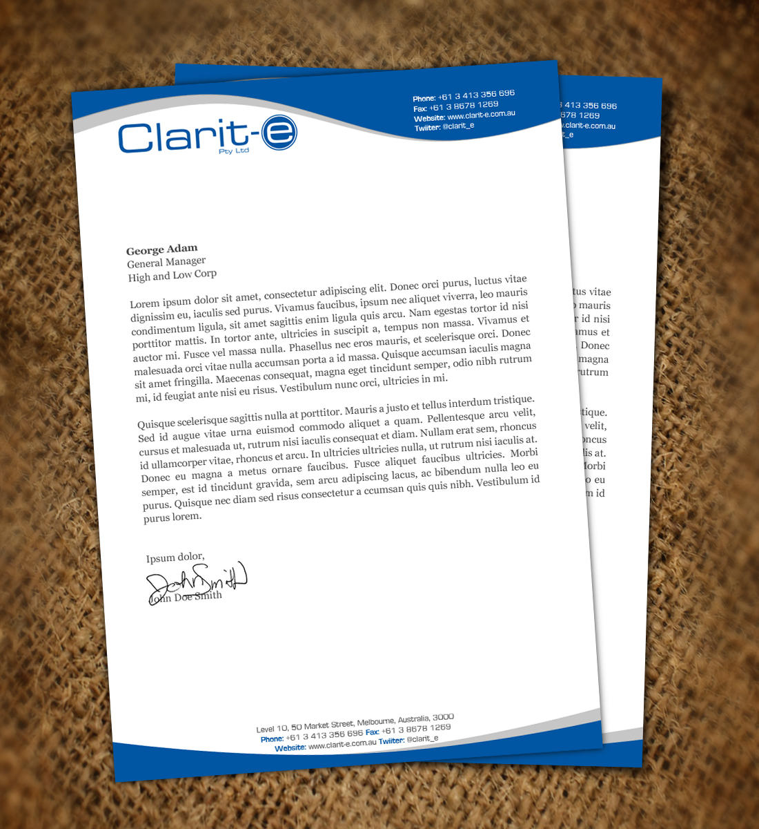 Letterhead Design by Nelsur for Clarit-e Pty Ltd | Design #3229652
