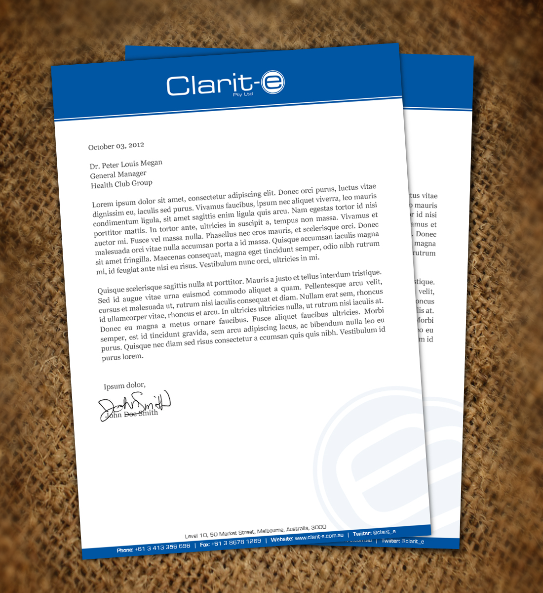 Letterhead Design by Nelsur for Clarit-e Pty Ltd | Design #3229673
