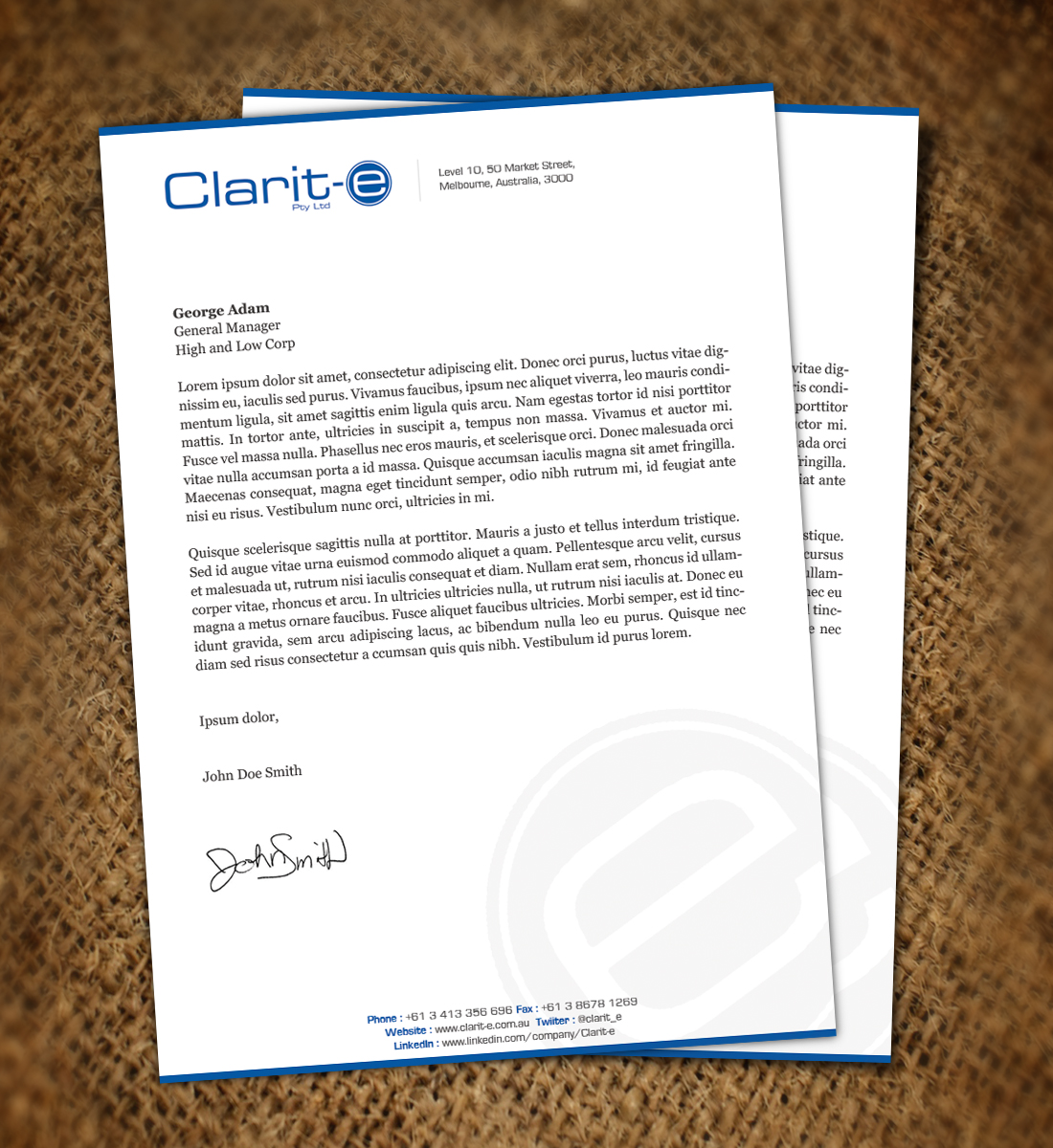 Letterhead Design by Nelsur for Clarit-e Pty Ltd | Design #3239566