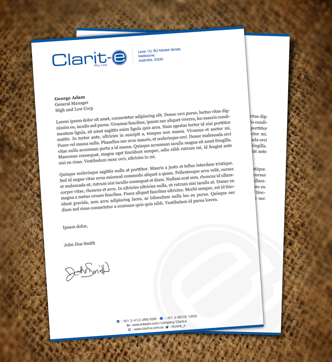 Letterhead Design by Nelsur for Clarit-e Pty Ltd | Design #3239577