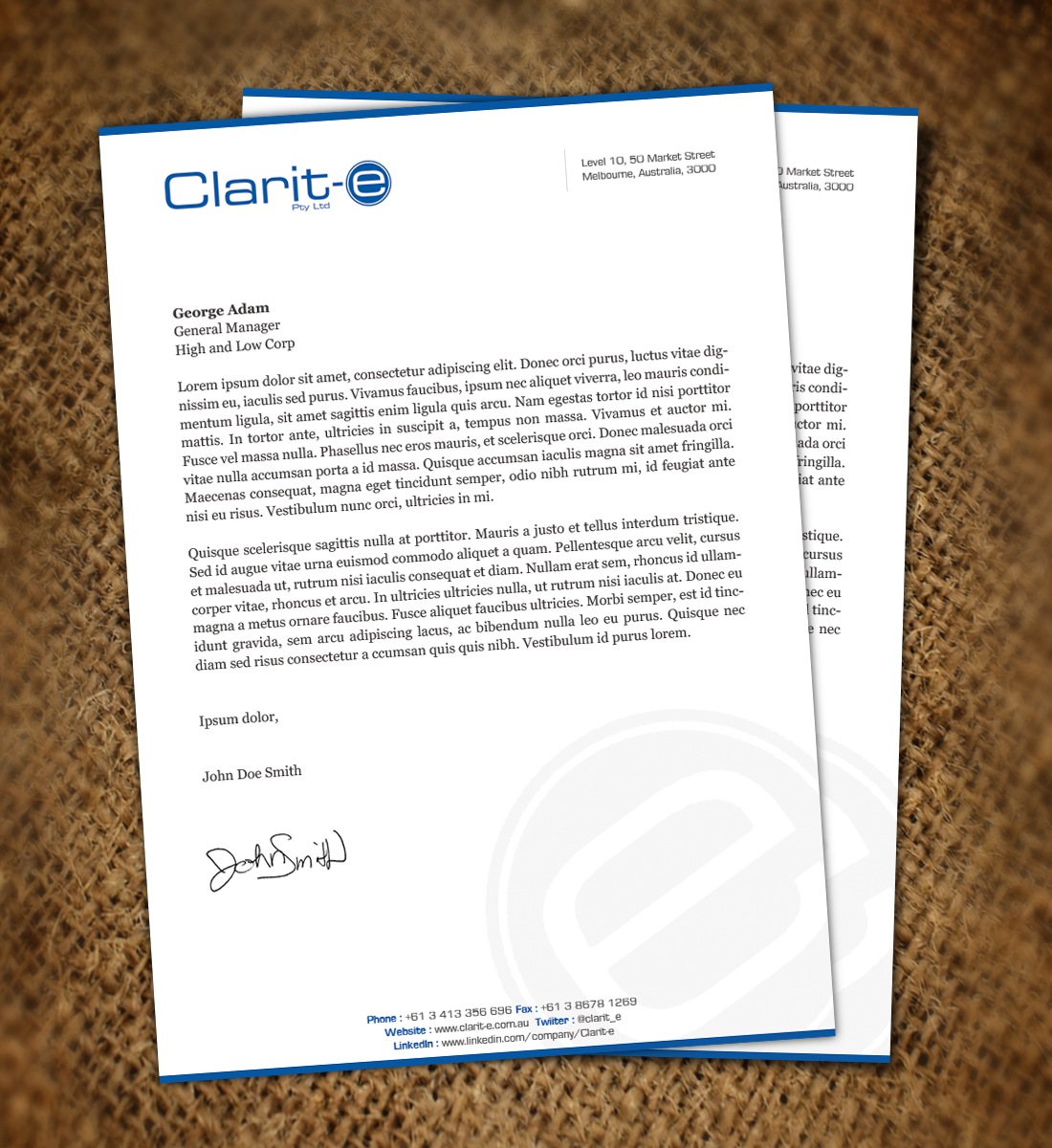 Letterhead Design by Nelsur for Clarit-e Pty Ltd | Design #3239592