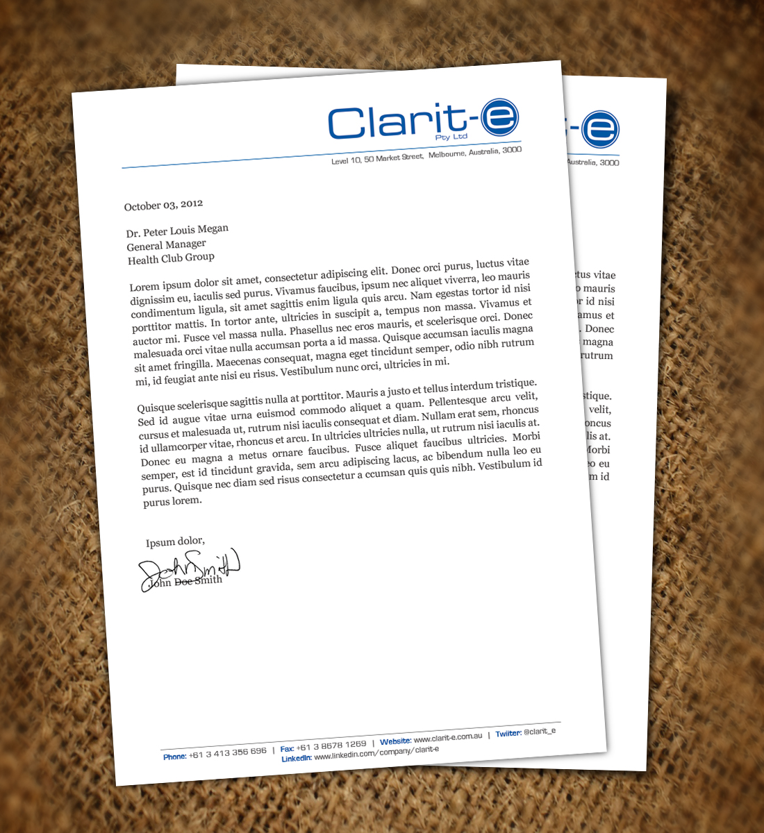 Letterhead Design by Nelsur for Clarit-e Pty Ltd | Design #3239867