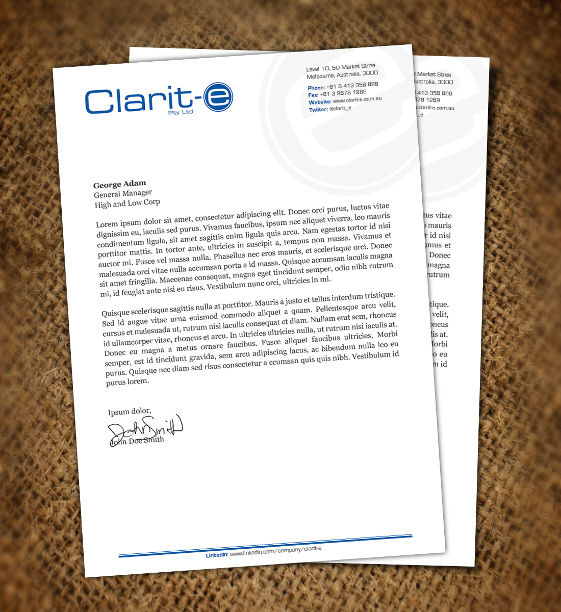 Letterhead Design by Nelsur for Clarit-e Pty Ltd | Design #3240268