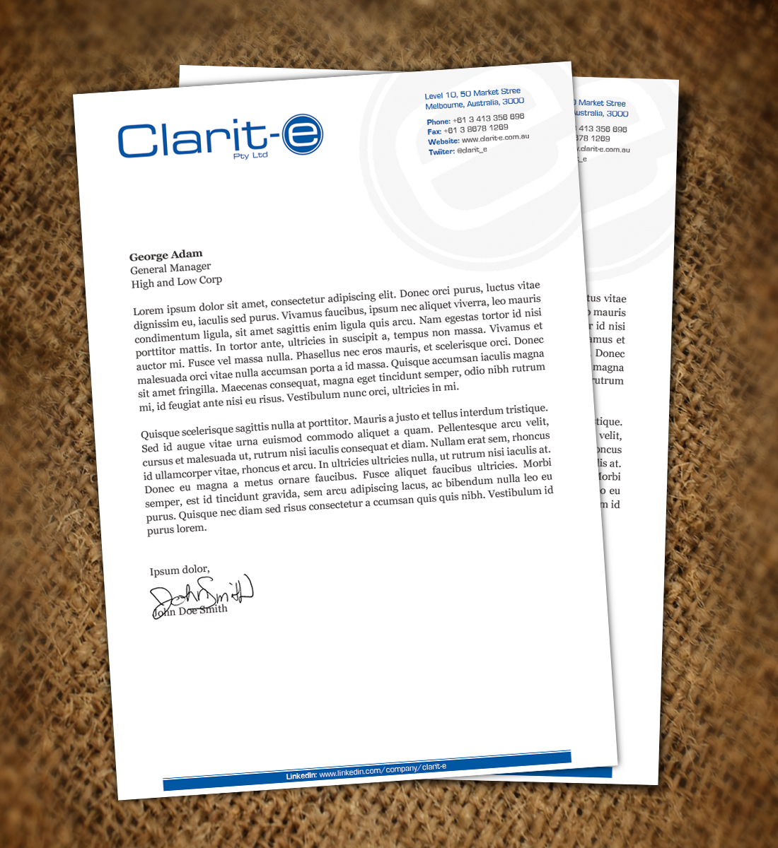Letterhead Design by Nelsur for Clarit-e Pty Ltd | Design #3240276