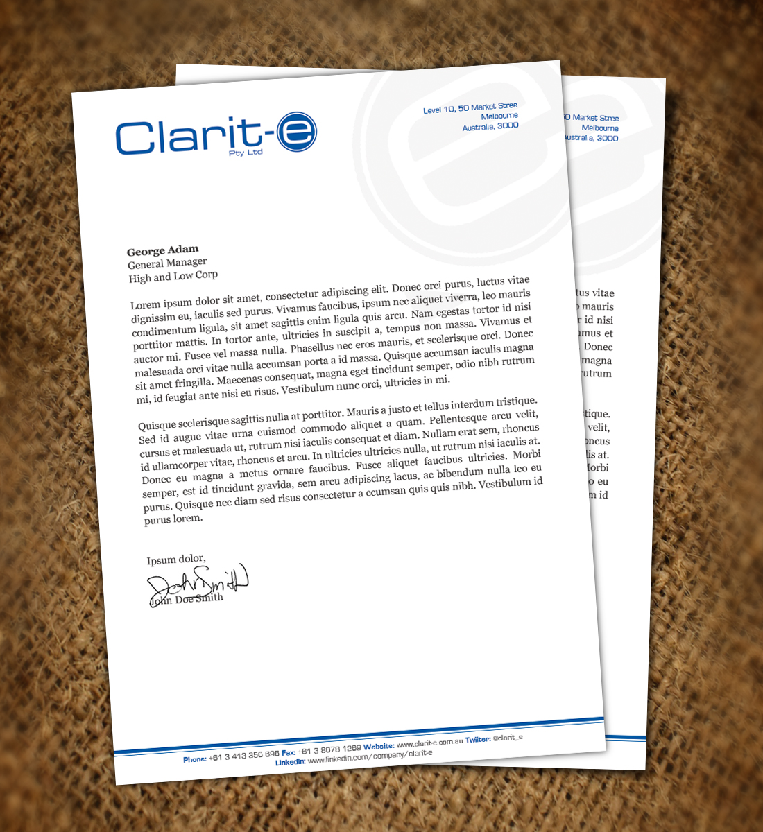 Letterhead Design by Nelsur for Clarit-e Pty Ltd | Design #3240376