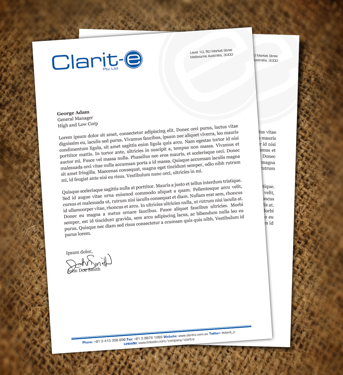 Letterhead Design by Nelsur for Clarit-e Pty Ltd | Design #3240399
