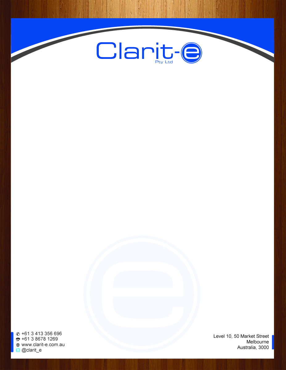 Letterhead Design by HarmiDesigning for Clarit-e Pty Ltd | Design #3229722