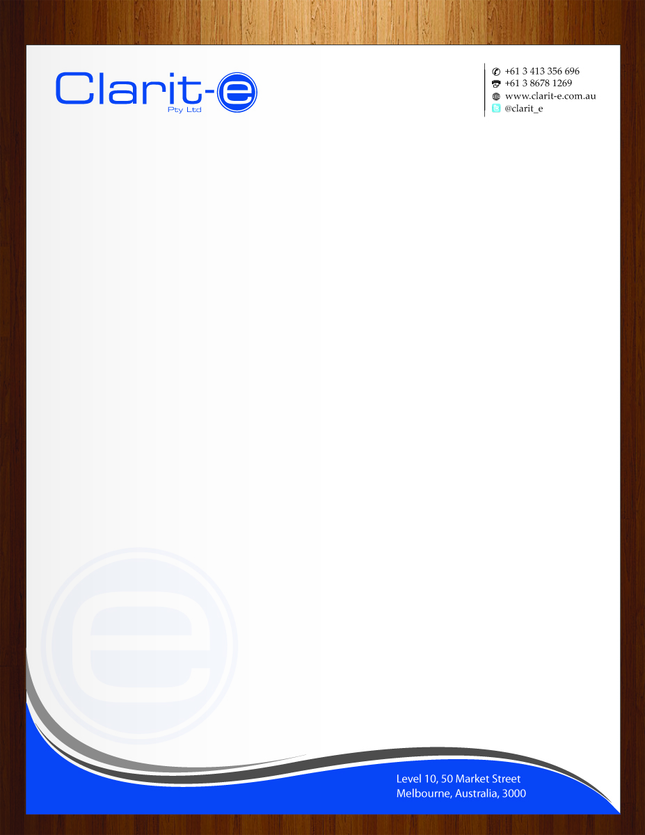 Letterhead Design by HarmiDesigning for Clarit-e Pty Ltd | Design #3229750