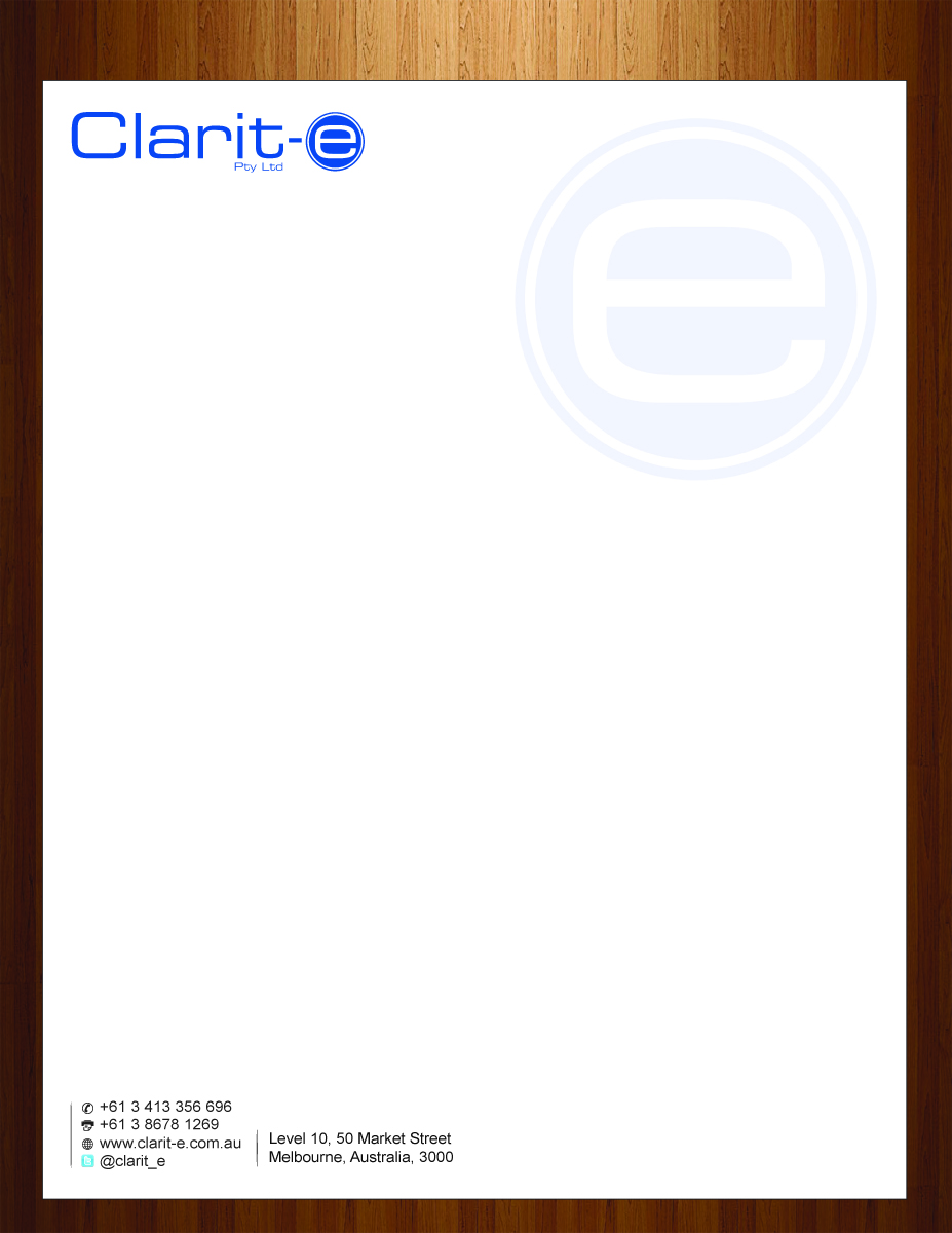 Letterhead Design by HarmiDesigning for Clarit-e Pty Ltd | Design #3230046
