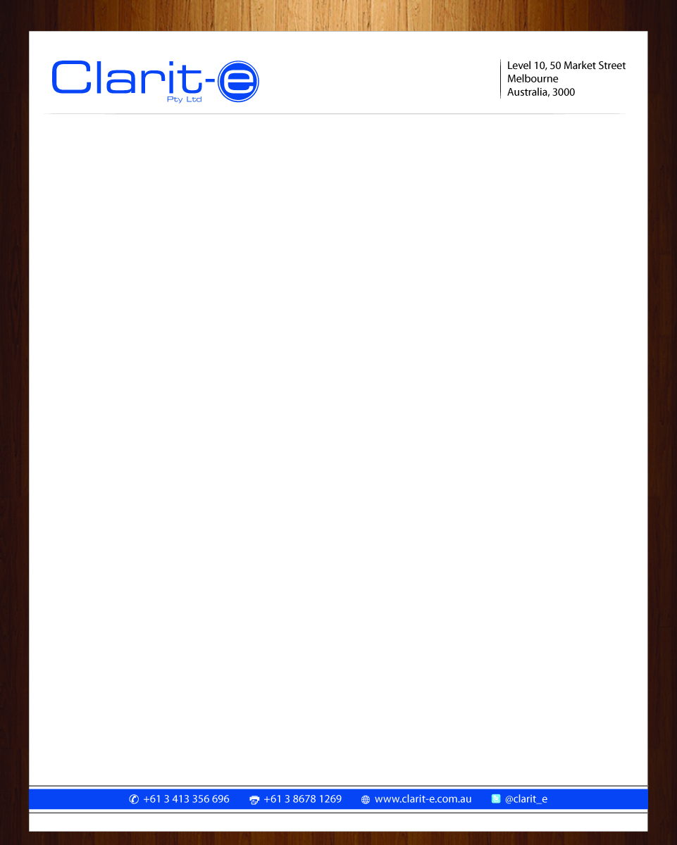 Letterhead Design by HarmiDesigning for Clarit-e Pty Ltd | Design #3239080