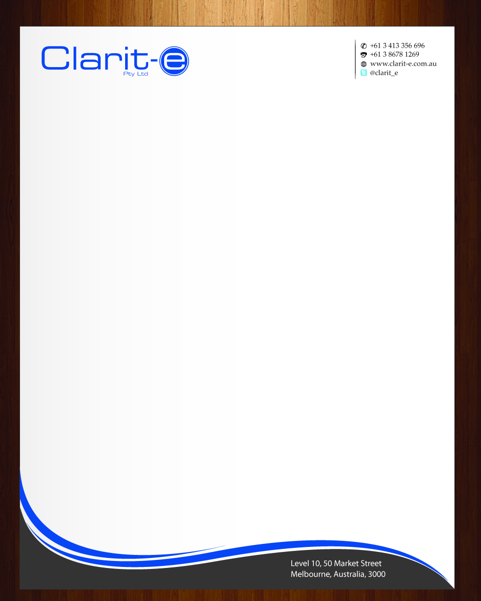Letterhead Design by HarmiDesigning for Clarit-e Pty Ltd | Design #3239096