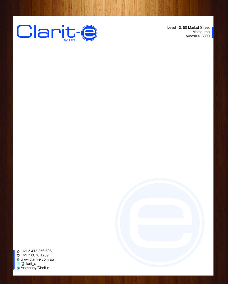 Letterhead Design by HarmiDesigning for Clarit-e Pty Ltd | Design #3239167