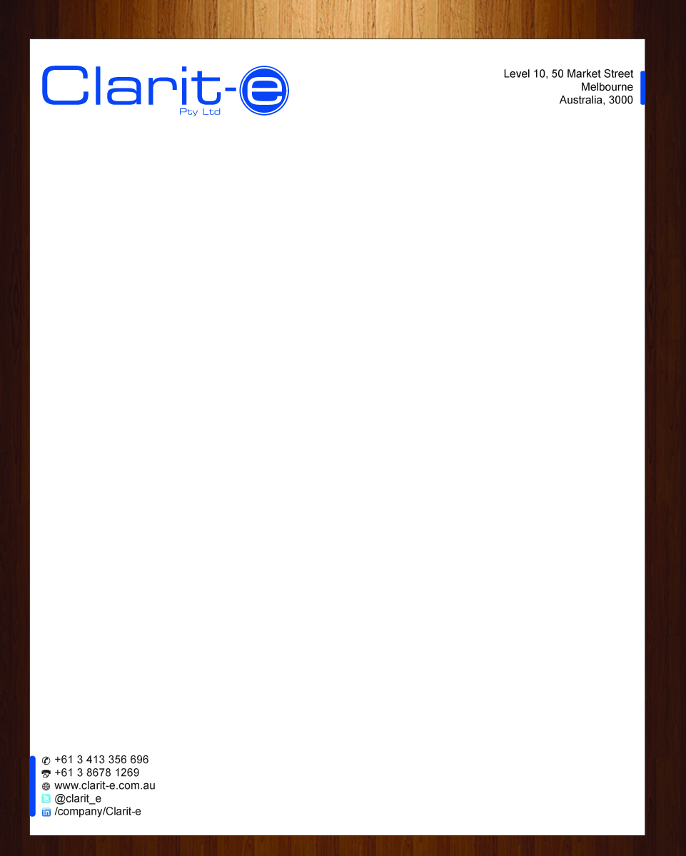 Letterhead Design by HarmiDesigning for Clarit-e Pty Ltd | Design #3239171