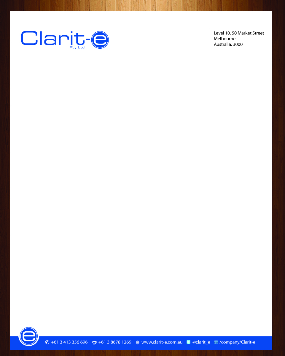 Letterhead Design by harmi_199 for Clarit-e Pty Ltd | Design #3239197