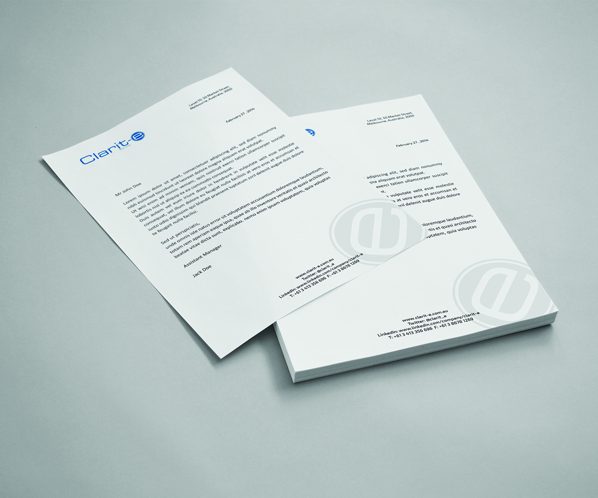 Letterhead Design by Anor Design for Clarit-e Pty Ltd | Design #3242520