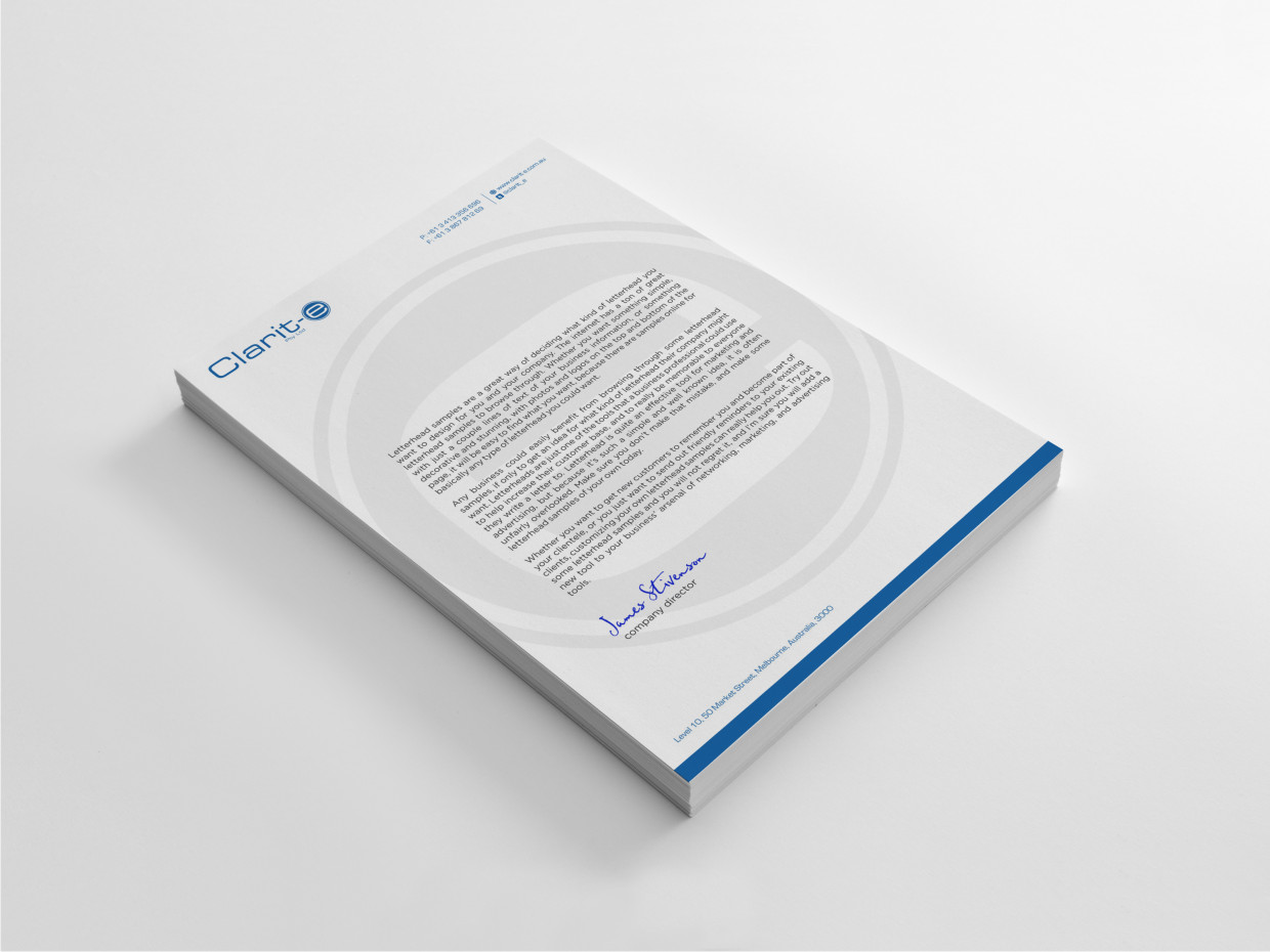 Letterhead Design by Atvento Graphics for Clarit-e Pty Ltd | Design #3229129