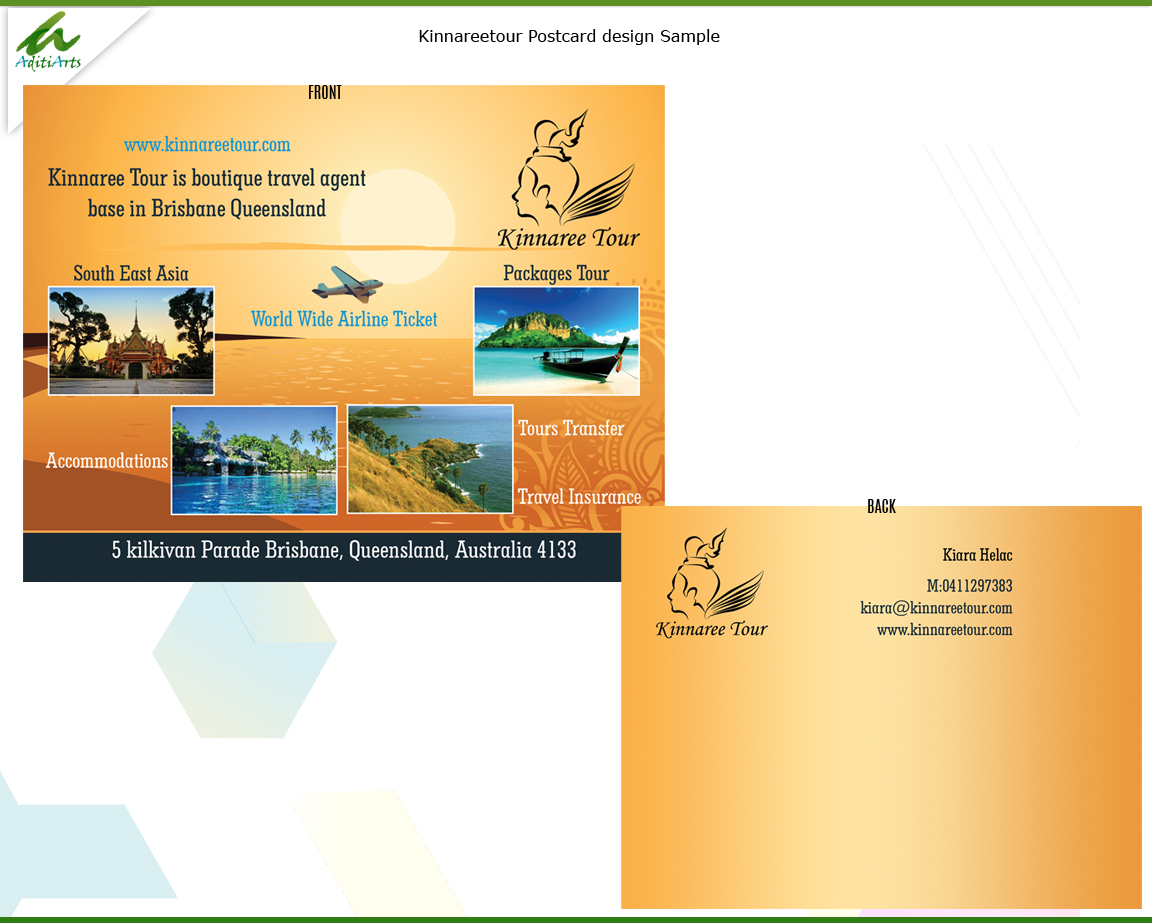 Postcard Design by AditiArts for Kinnaree Tour | Design #3239584