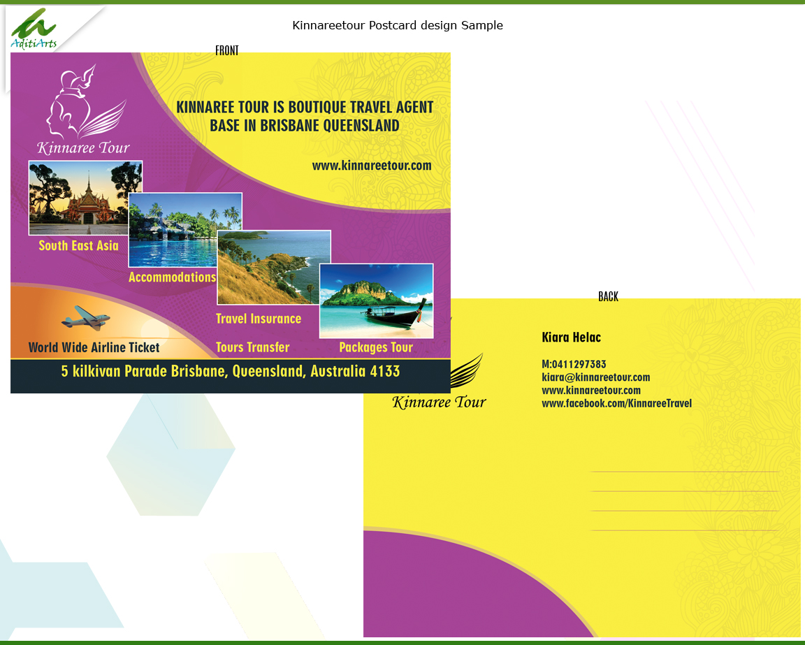 Postcard Design by AditiArts for Kinnaree Tour | Design #3252157