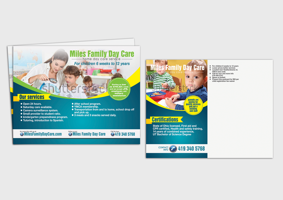 Postcard Design by yganess for Miles Family Day Care | Design #3317217
