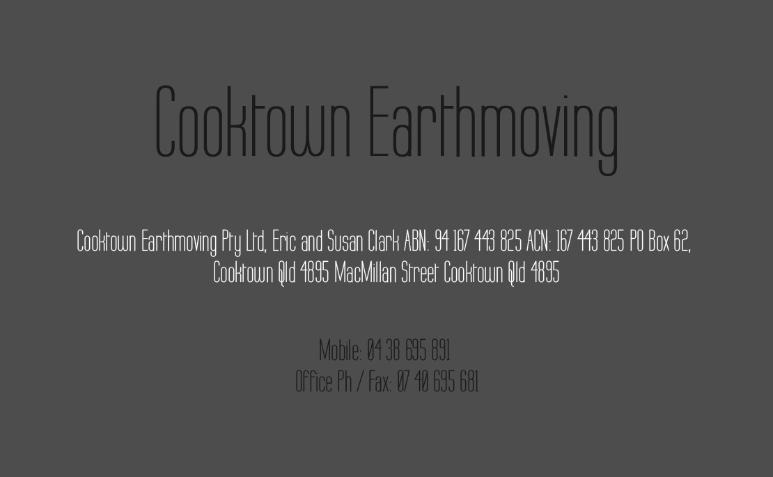 Business Card Design by maca36 for Cooktown Earthmoving Pty Ltd | Design #3259533