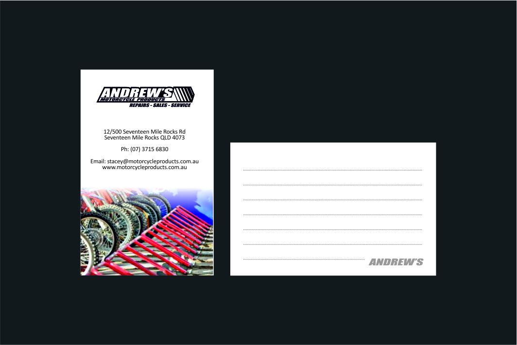 Visitenkarten-Design von inspirodesign für Andrew's Motorcycle Products | Design #3251308