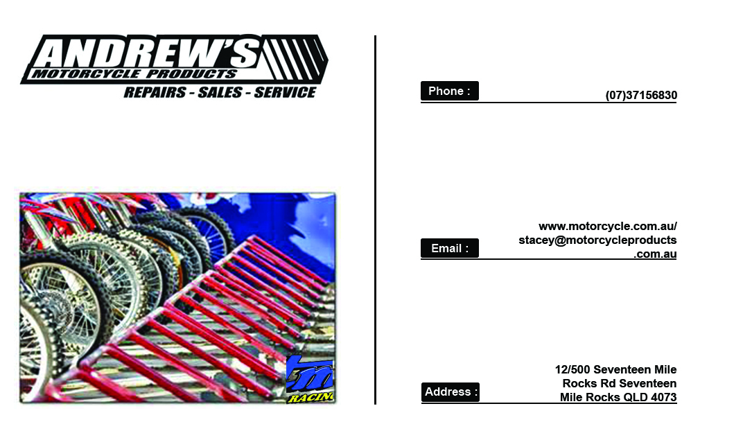 Business Card Design by FBM for Andrew's Motorcycle Products | Design #3246540
