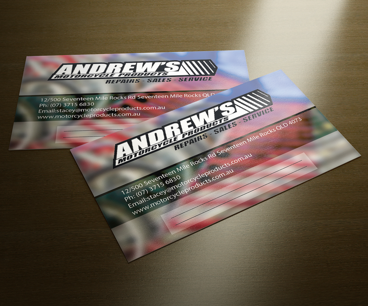 Visitenkarten-Design von JMFA für Andrew's Motorcycle Products | Design #3249588