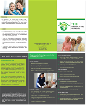Design de Brochure par pamelapr pour Trio Home Health Care of San Diego, Inc. | Design #3303725