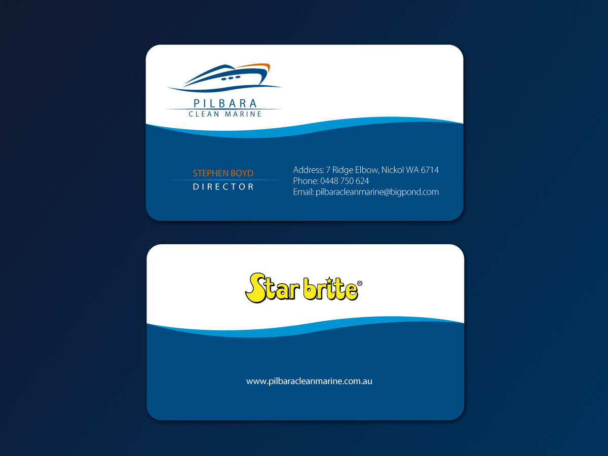 Business Card Design by Sonya for Pilbara Clean Marine | Design #805133